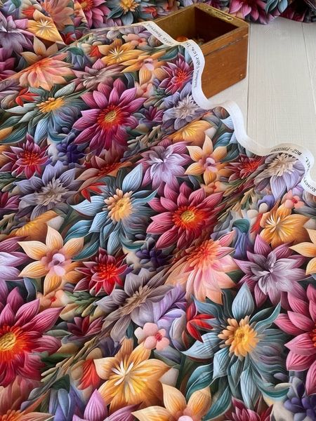 В ПУТИ, ЦВЕТЫ 3D, 100% хлопок Handmade Fabrics 3