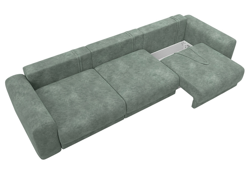 Диван прямой Лига-056 НПБ Лонг ВЕЛЮР BRUT 08 зеленый