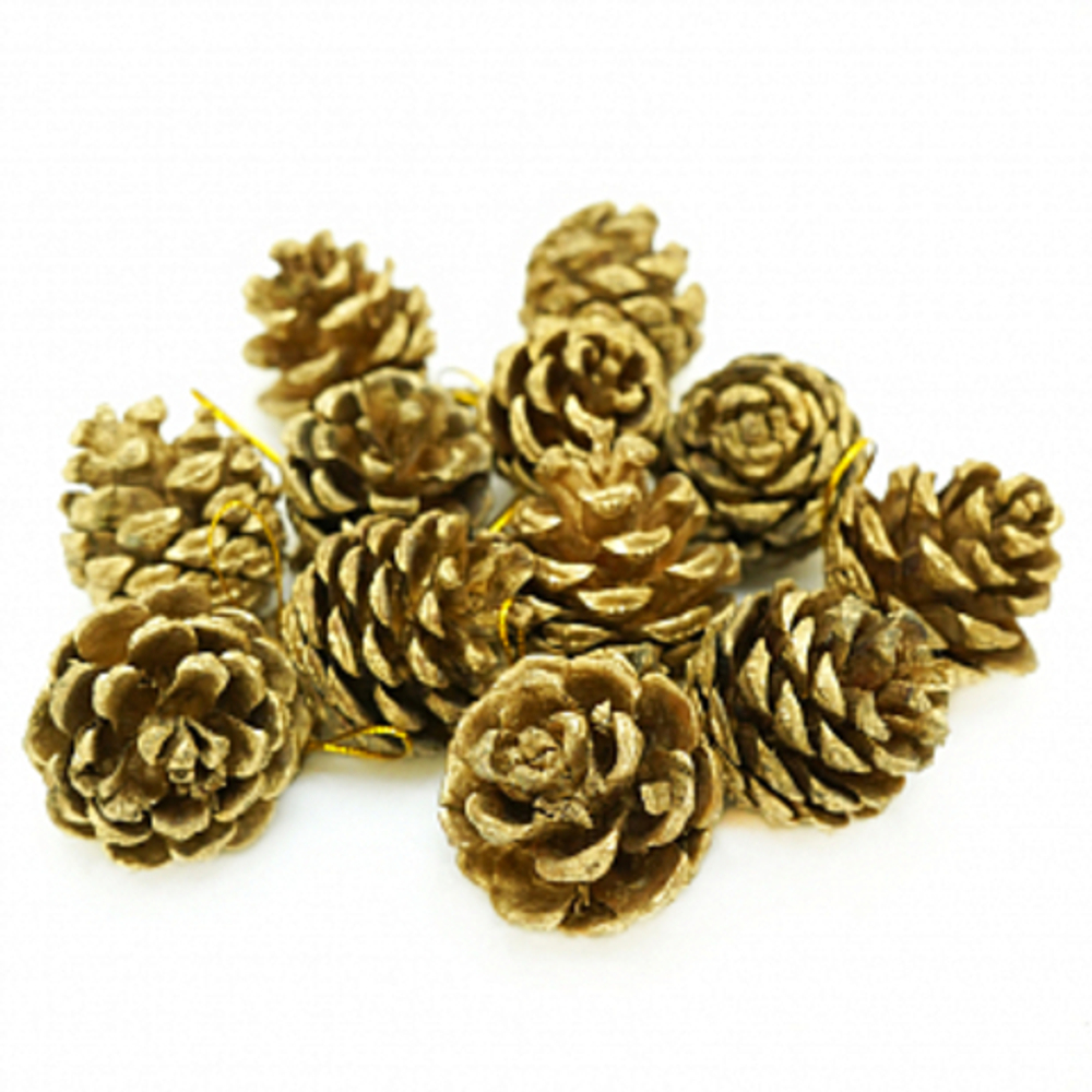 Шишки Золотые 4 см 12 шт.