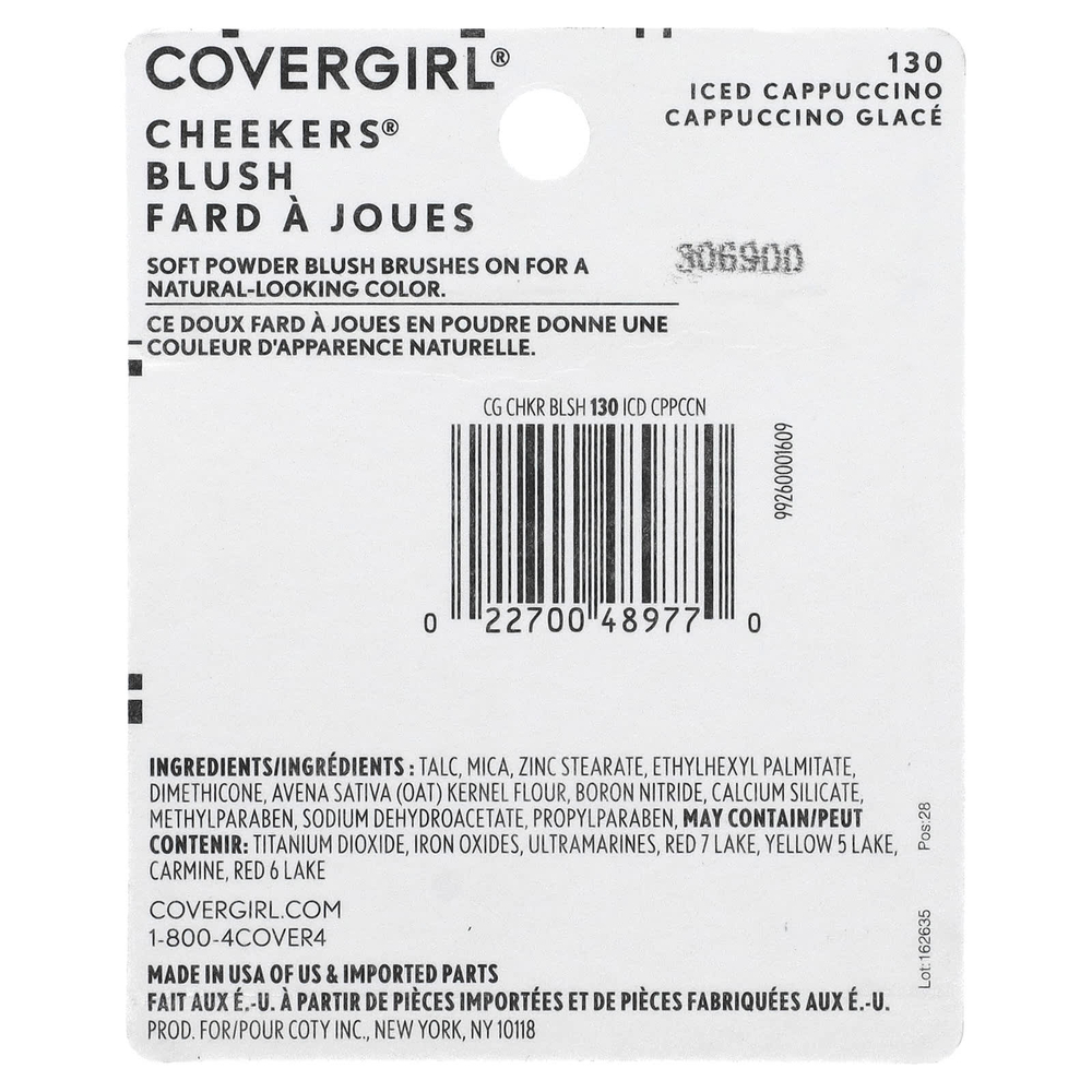 Covergirl, Cheekers Blush, румяна для лица, 130 холодный капучино, 3 г (0,12 унции)