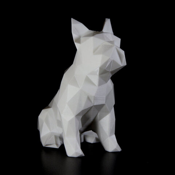 Фигурка БУЛЬДОГ, низкополигональная, дизайнерская. Low Poly Bulldog 24 см., белая