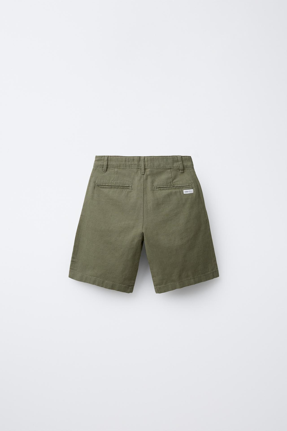 ZARA ШОРТЫ ЧИНОС ИЗ СМЕСОВОГО ЛЬНА, ТЕМНЫЙ ХАКИ