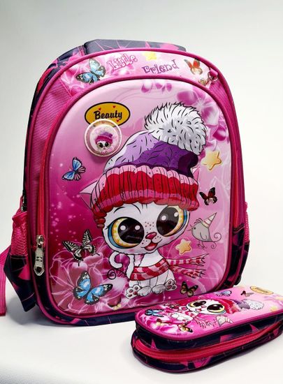 Школьный рюкзак, с пеналом для девочки "Кошка Мия"