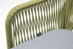 "Лион" стул плетеный из роупа, каркас из стали светло-серый (RAL7035) муар, роуп салатовый меланж круглый, ткань светло-серая