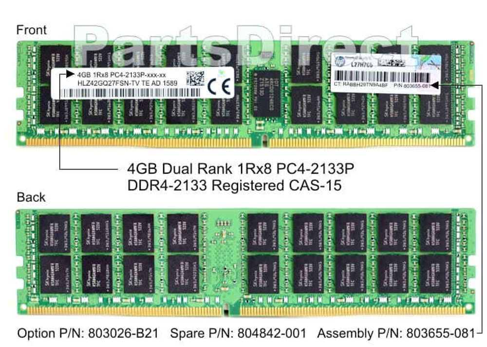 Модуль памяти HPE 803026-B21 HP 4-GB (1x4GB) SDRAM DIMM