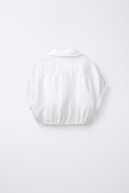 ZARA РУБАШКА С КОНТРАСТНЫМ ЦВЕТКОМ, БЕЛЫЙ
