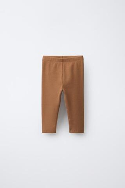 ZARA НАБОР ИЗ ДВУХ ОДНОТОННЫХ ЛЕГИНСОВ, КАРАМЕЛЬНЫЙ