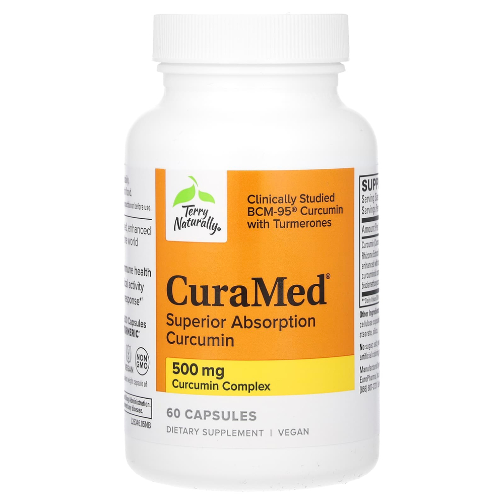 Terry Naturally, CuraMed, куркумин для улучшенной усвояемости, 500 мг, 60 капсул