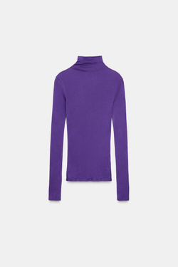 ZARA ФУТБОЛКА ИЗ ХЛОПКА SUPIMA®, ФИОЛЕТОВЫЙ