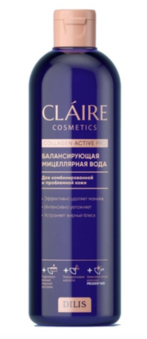 CLAIRE Балансирующая мицеллярная вода Collagen Active Pro 400мл