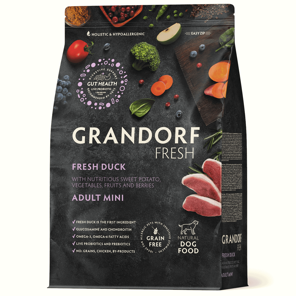 Сухой корм GRANDORF FRESH DOG Duck MINI утка с бататом для взрослых собак мелких пород, диетическая формула для особо аллергичных собак 3кг