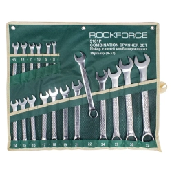 Набор ключей комбинированных 18пр.(8-19, 21, 22, 24, 27, 30, 32мм),на полотне RockForce##Rock FORCE RF-5181P