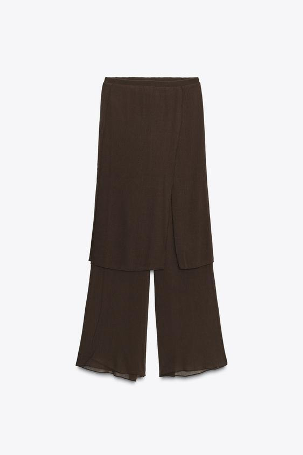 ZARA БРЮКИ-ПАРЕО С ФАКТУРОЙ, ШОКОЛАДНЫЙ