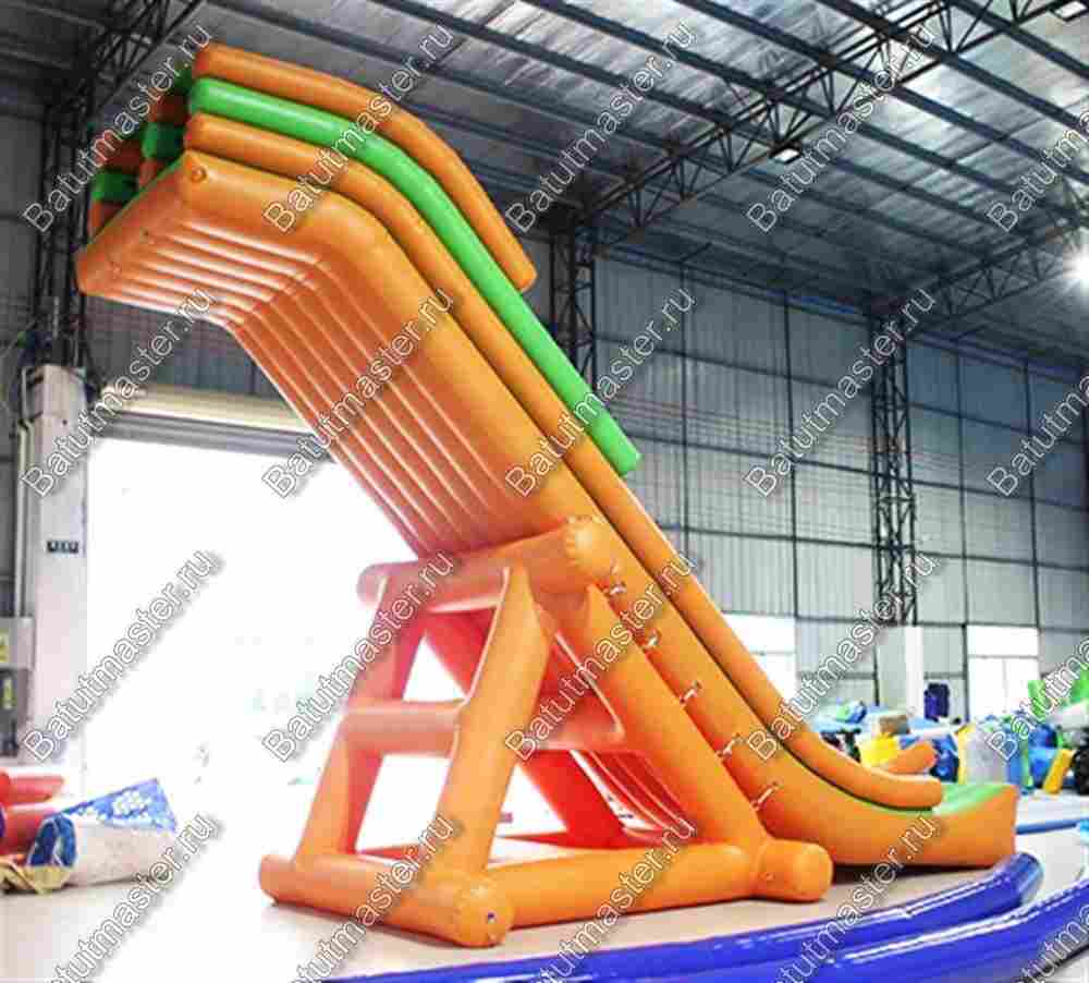 Надувная прямая водная горка для вышки (опоры) «Мандаринка», 12*4*6 м