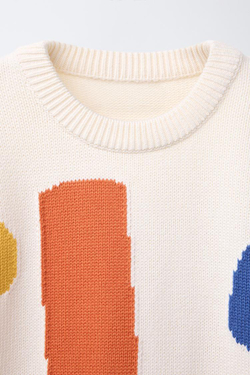 ZARA ДВУХЦВЕТНЫЙ УКОРОЧЕННЫЙ СВИТЕР, ЭКРЮ