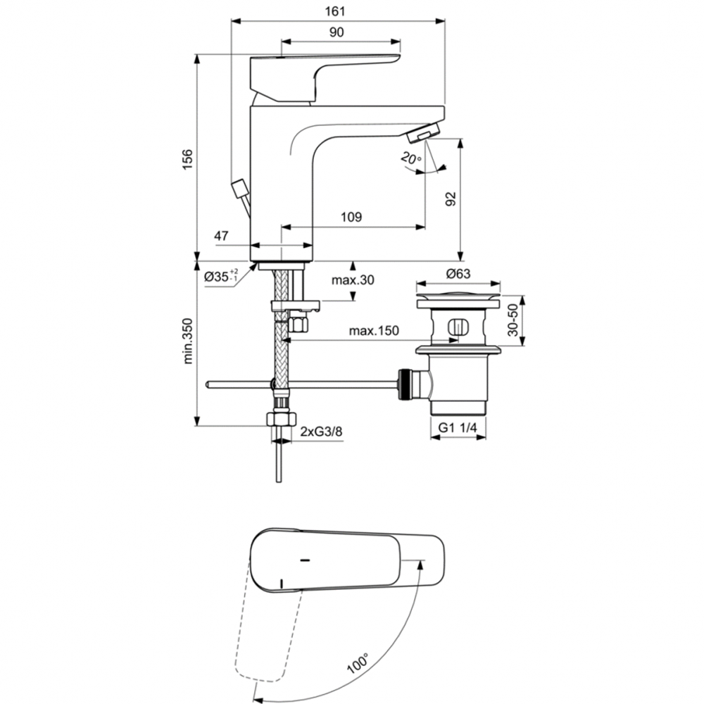 Смеситель Ideal Standard  CERAPLAN III SLIM BC570AA для раковины