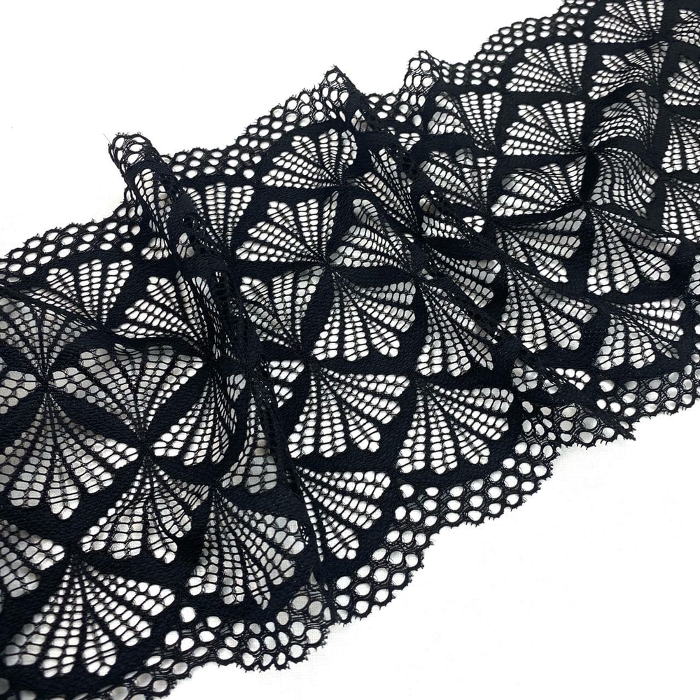 Кружево эластичное черное 17 см