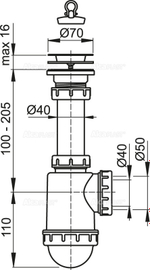 Сифон для мойки AlcaPlast A441-DN50/40