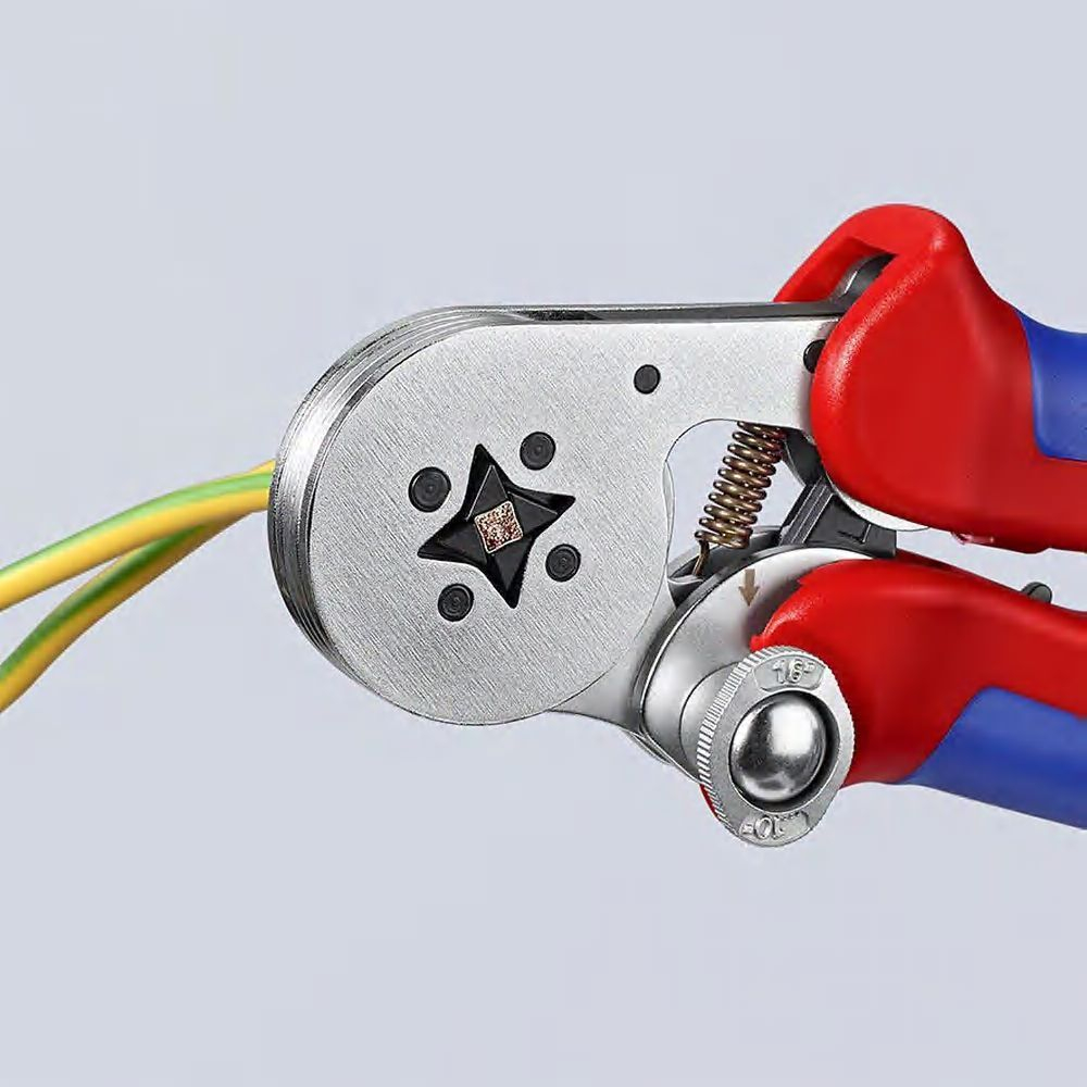 Пресс-клещи для контактных гильз DIN 46228 1+4, обжим: квадрат, боковые, 1 гнездо, 0.08-10 + 16 мм2,(KN-975504)