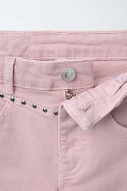 ZARA ДЖИНСЫ FLARE С ЗАКЛЕПКАМИ, РОЗОВЫЙ