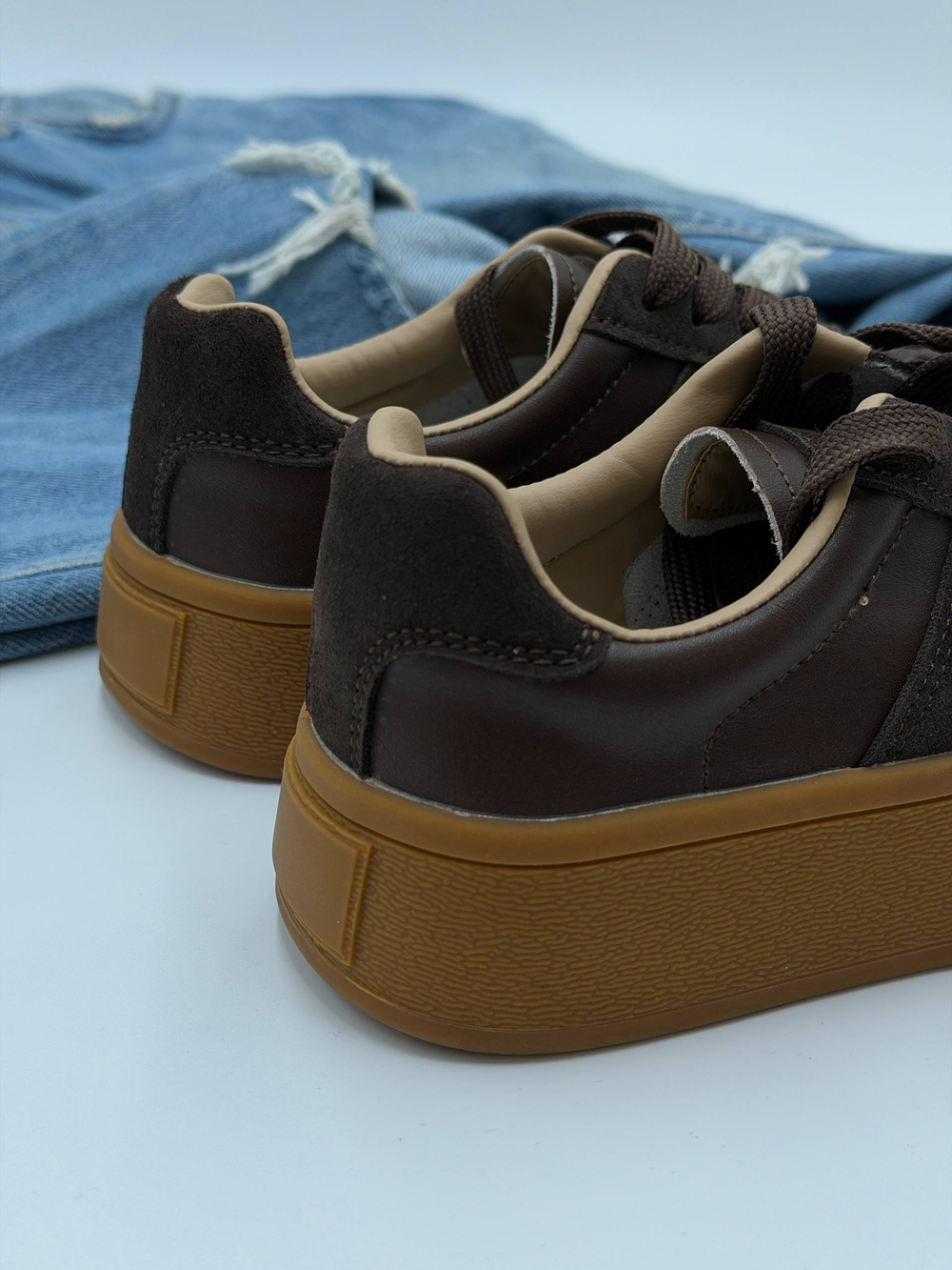 Кроссовки женские натуральная кожа арт. 9009-2 цвет "коричневый"