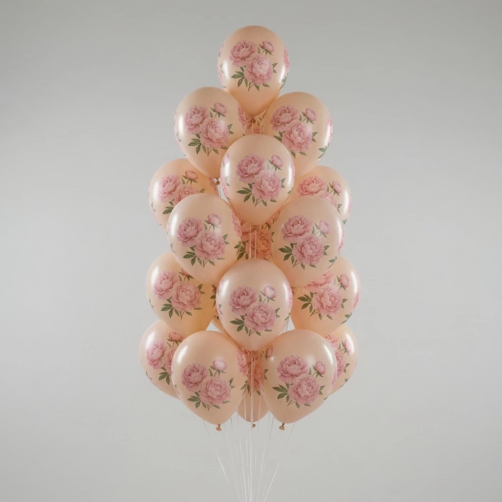 Фонтан из 19 воздушных шаров на гелии.