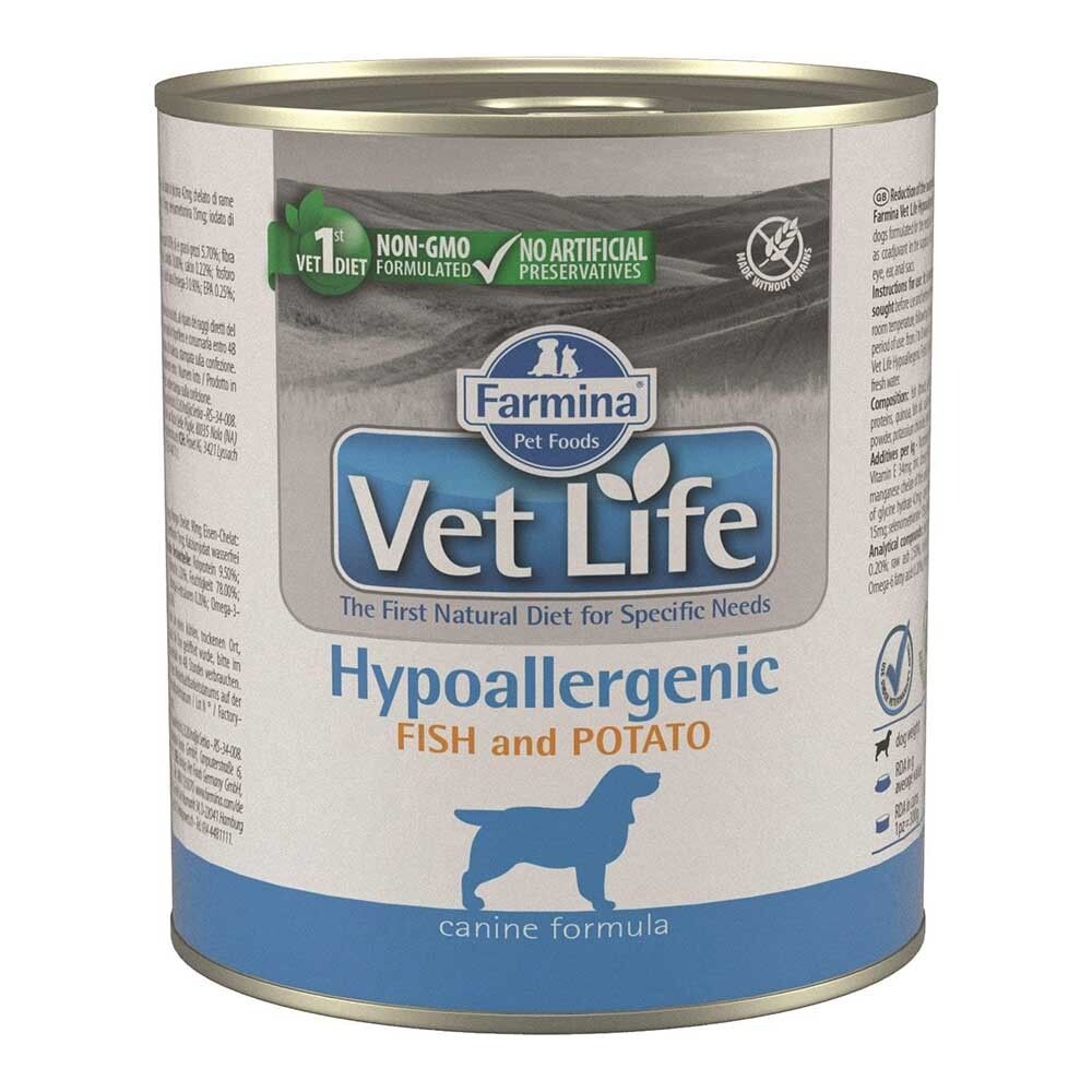 Farmina Vet Life Dog Hypoallergenic F&amp;P 300г - диета паштет для собак гипоаллергенный для собак (рыба с картофелем)