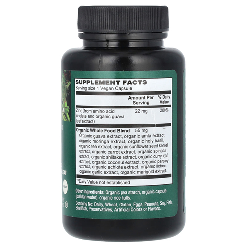 PlantFusion, Vegan Wholefood, цинк, 22 мг, 60 органических вегетарианских капсул