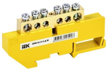 Шина PE "земля" на DIN-изол. ШНИ-8х12-6-Д-Ж IEK YNN10-812-6D-K05