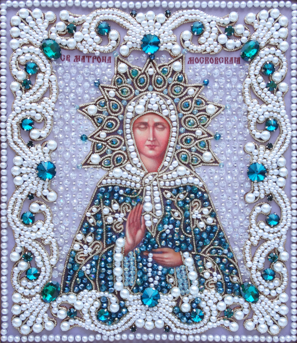 ЖС-7-СЛ Набор для вышивания хрустальными камнями Матрона Московская (лазурный)