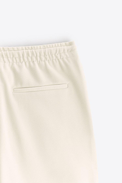 ZARA БРЮКИ EASY CARE С ПОЯСОМ НА ШНУРКЕ, ЭКРЮ