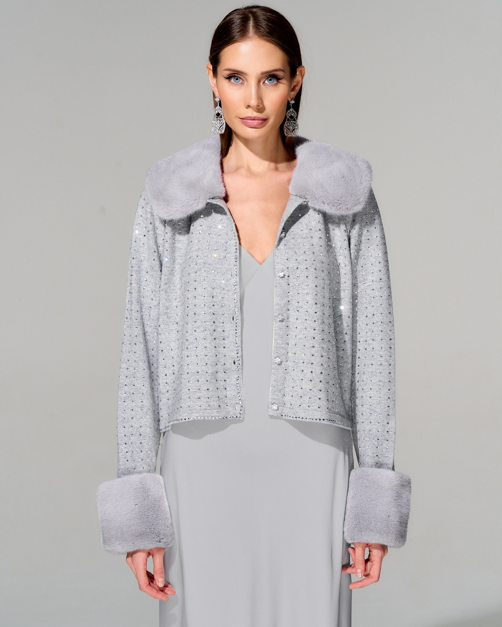 Кардиган с меховой отделкой "Стелла"