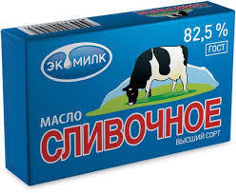 Масло сливочное &quot;Экомилк&quot; с коровкой 82,5% -180 гр