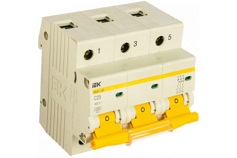 Автоматический выключатель ВА47-100 3Р 25А 10кА С IEK