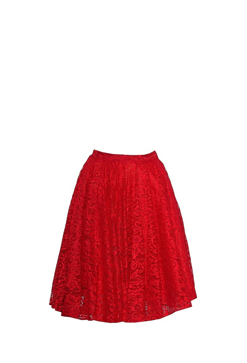 Юбка солнце кружевная красная 98-15SS