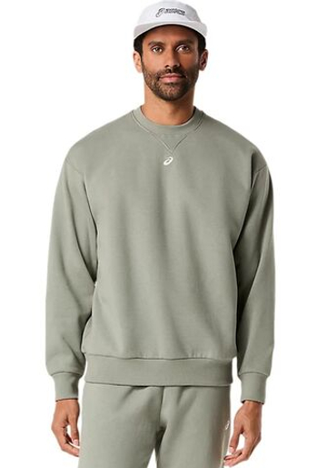 Мужская теннисная кофта Asics Fleece Crew-Neck Top Relaxed - lichen green