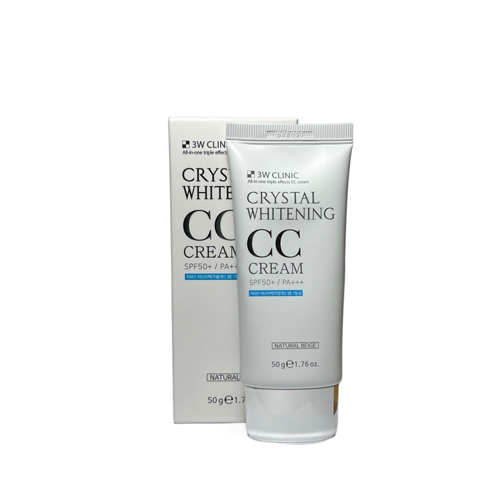Крем для лица 3W Clinic Crystal Whitening CC SPF50+ / PA+++ тон Natural Beige маскирующий, осветляющий Cream 50 г