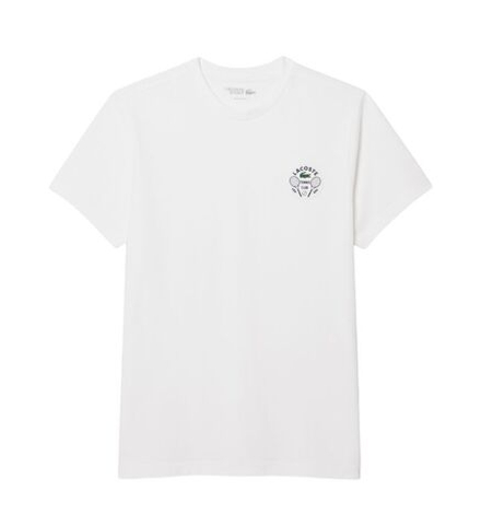 Мужская теннисная футболка Lacoste Ultra Dry Tennis Heritage Badge - white