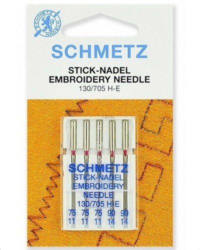 Иглы 33 Schmetz для вышивки набор130/705Н-E №75(3) 90(2) 5шт