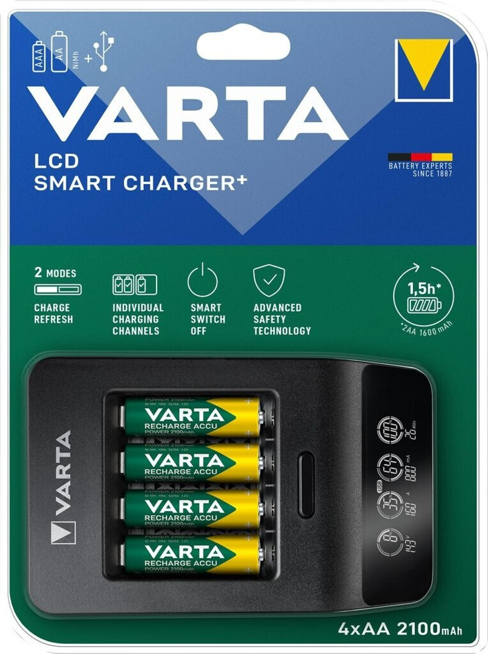 VARTA LCD Smart Charger+ incl. 4 x AA 2100mAh 57684101441