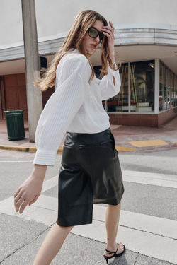 ZARA РУБАШКА OVERSIZE В ПОЛОСКУ, БЕЛЫЙ/ЧЕРНЫЙ