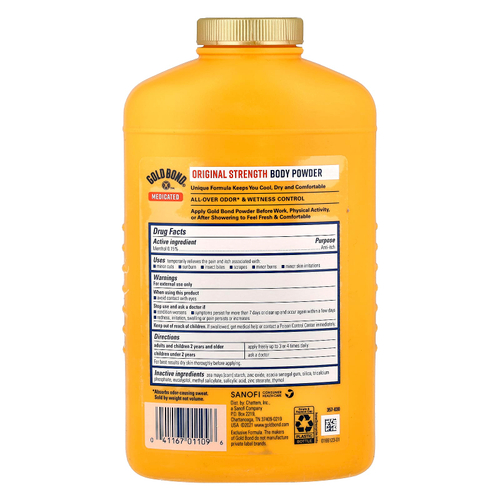 Gold Bond, Пудра для тела, формула тройного действия, оригинальная сила, 283 г (10 унций)