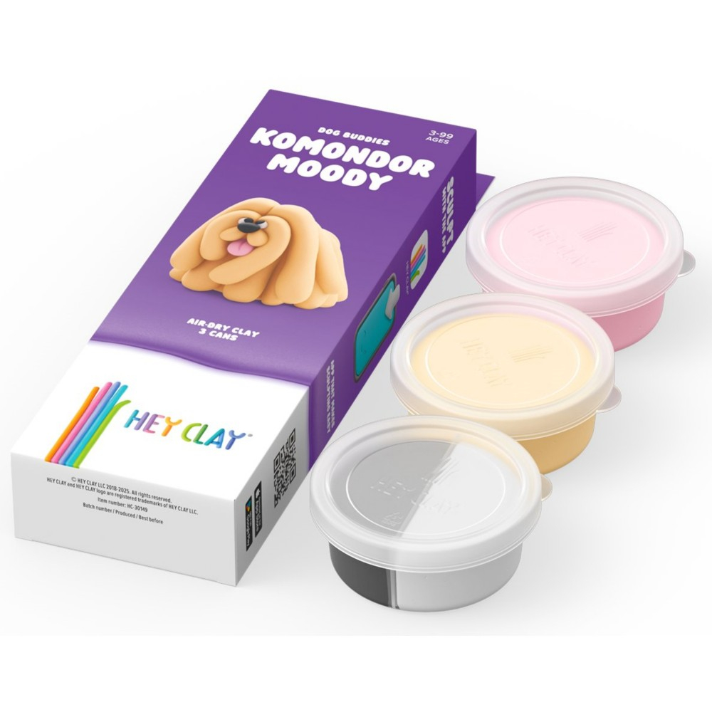 Набор для лепки Hey Clay HCL30149 «Собачки-друзья: Комондор» 3 баночки массы с аксессуарами HCL30149 — фото 1
