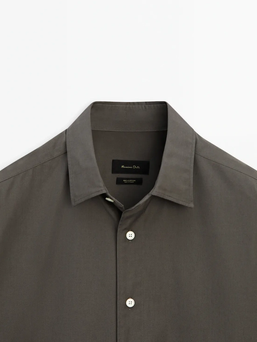 Massimo Dutti Рубашка из 100% хлопкового поплина с карманом, антрацитово-серый