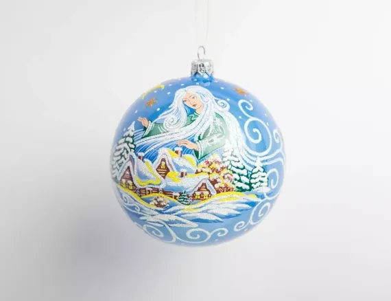 С1902/2 Стеклянный шар Метелица 115 мм., голубой, Ёлочка