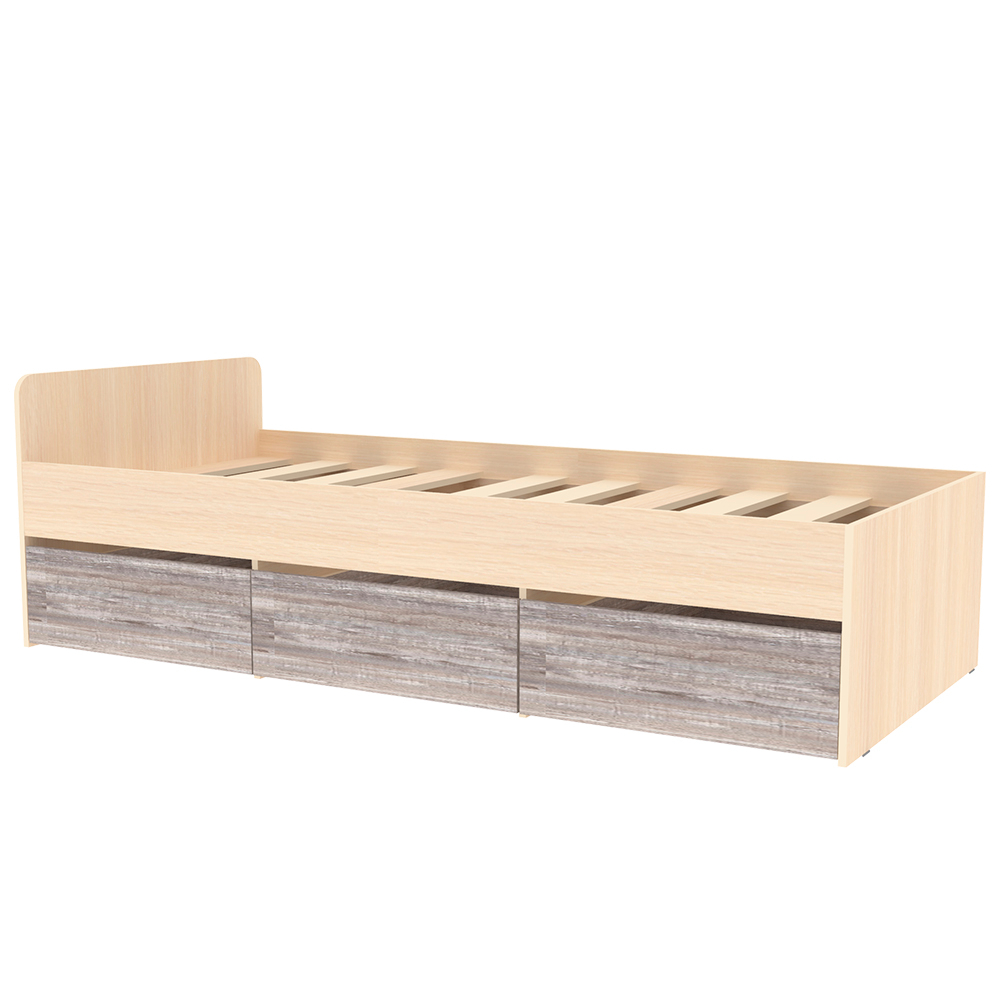 Кровать односпальная КарИВи КИВи  Дуб Молочный Бетон