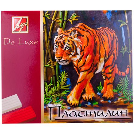 Пластилин 12 цветов Луч Люкс, 210гр, со стеком, картон.упак.