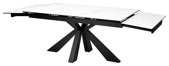 Стол ALEZIO 160 BIANCO TL-45 Белый мрамор матовый, испанская керамика/ черный каркас