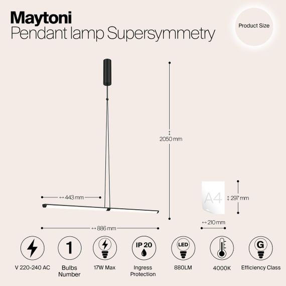 Подвесной светодиодный светильник Maytoni Supersymmetry P096PL-L11BK