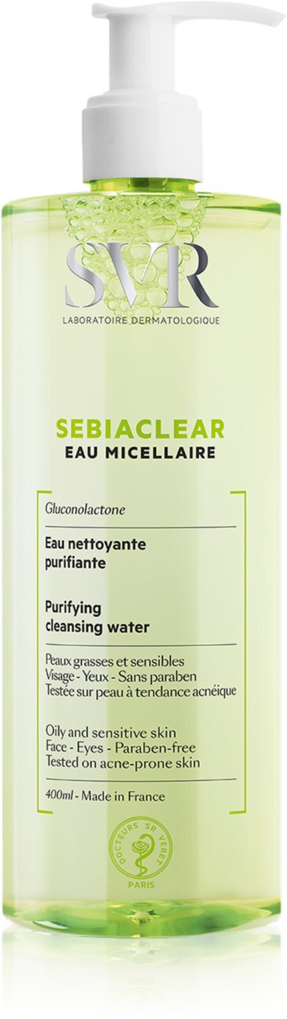 SVR Sebiaclear Eau Micellaire - матирующий мицеллярный флюид для жирной и проблемной кожи /   400  ml  / GTIN 3401381332495